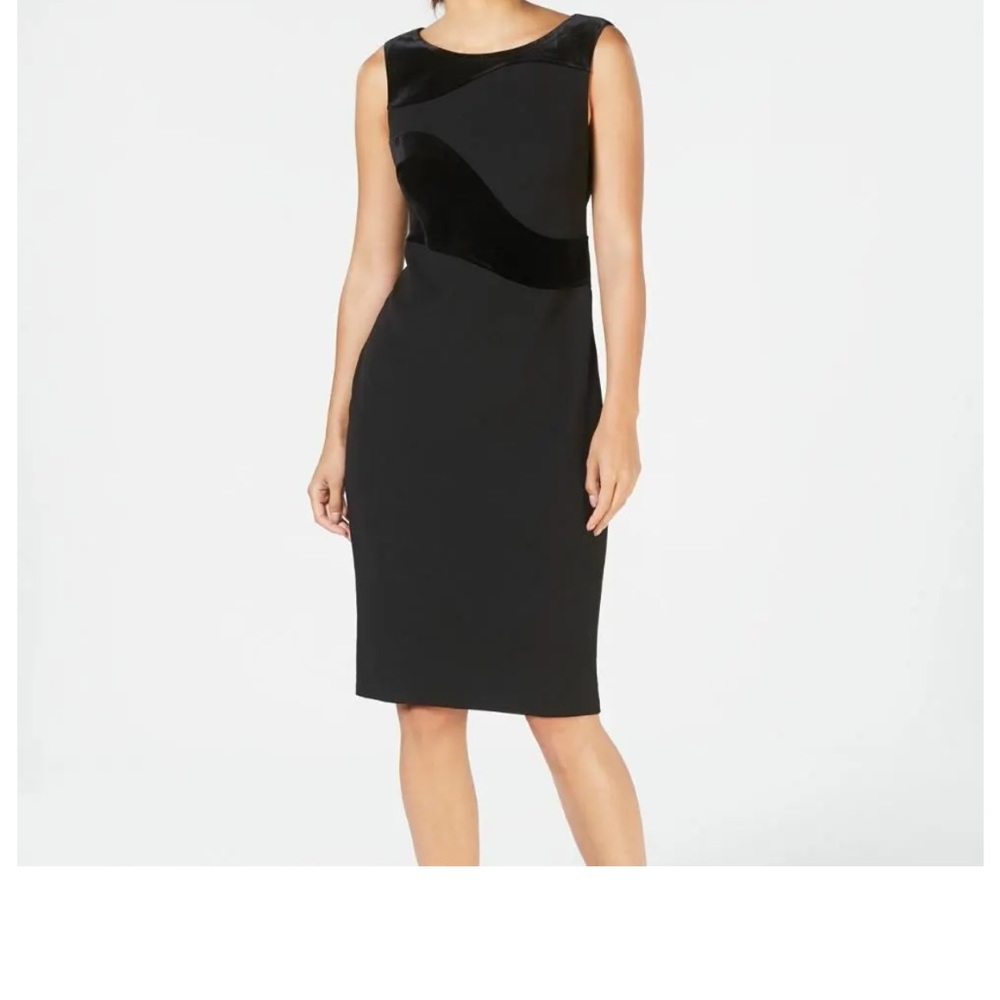 Calvin Klein Velvet-Swirl Black Sheath Dress, Size 4